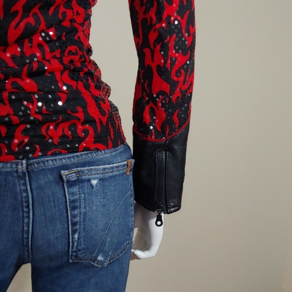 Chrome by Carrie Basham Flame Zip Blouse Sz S - Picture 7 of 8